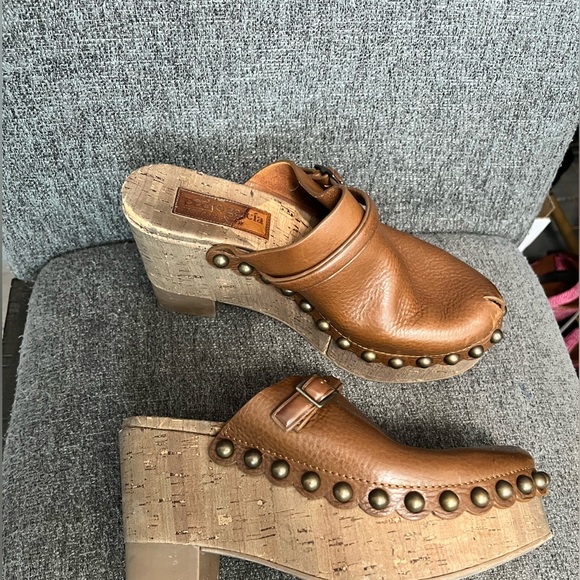 Pedro Garcia Naima Brown Leather Studded Mule Clogs - Picture 6 of 9